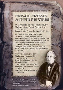 Private Presses & Their Printers