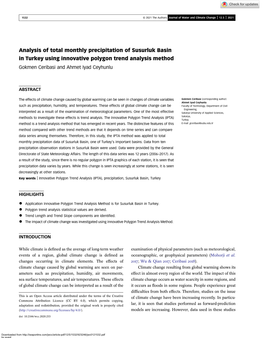 Analysis of Total Monthly Precipitation of Susurluk Basin in Turkey Using Innovative Polygon Trend Analysis Method Gokmen Ceribasi and Ahmet Iyad Ceyhunlu