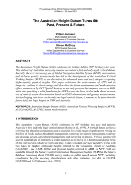 The Australian Height Datum Turns 50: Past, Present & Future