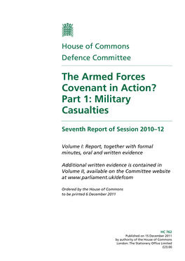 The Armed Forces Covenant in Action? Part 1: Military Casualties