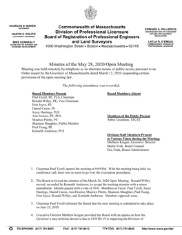 Minutes of the May 28, 2020 Open Meeting