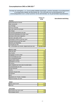 Tarieventabel Consumptiegoederen 2021