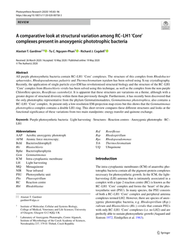 Complexes Present in Anoxygenic Phototrophic Bacteria