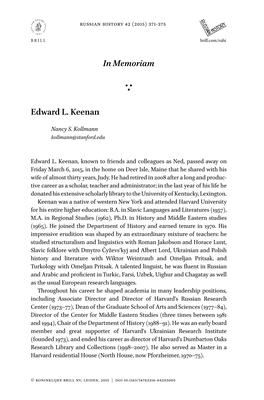 In Memoriam Edward L. Keenan