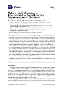 Multiwavelength Observations of Relativistic Jets from General Relativistic Magnetohydrodynamic Simulations