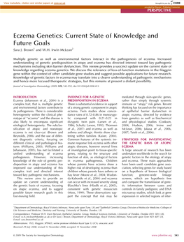 Eczema Genetics: Current State of Knowledge and Future Goals Sara J