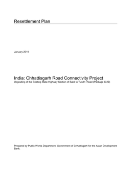 Resettlement Plan India: Chhattisgarh Road Connectivity Project