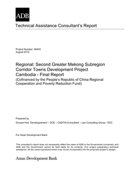 Technical Assistance Consultant's Report Regional: Second Greater