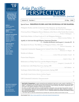 Special Issue: PHILIPPINE STUDIES and the CENTENNIAL of THE