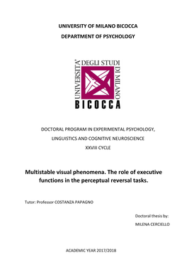 Multistable Visual Phenomena. the Role of Executive Functions in the Perceptual Reversal Tasks