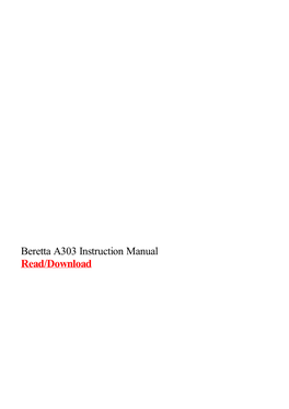 Beretta A303 Instruction Manual