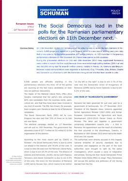 The Social Democrats Lead in the Polls for the Romanian Parliamentary Elections on 11Th December Next