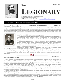 LEGIONARY a Publication of the Sons of Confederate Veterans Lt