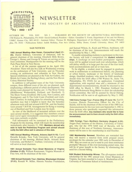 Newsletter the Society of Architectural Historians