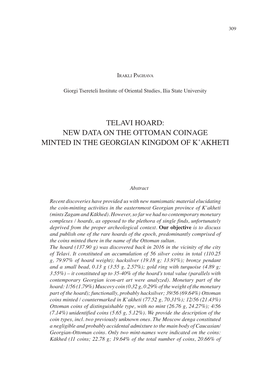 New Data on the Ottoman Coinage Minted in the Georgian Kingdom of K'akheti