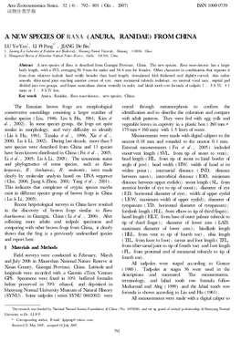 A New Species of Rana (Anura, Ranidae) from China