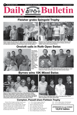 Daily Bulletin 88Th North American Bridge Championships Nabcdailybulletin@Acbl.Org | Paul Linxwiler, Brent Manley and Chip Dombrowski Fleisher Grabs Spingold Trophy