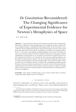 De Gravitatione Reconsidered: the Changing Significance Of