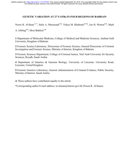 GENETIC VARIATION at 27 Y-Strs in FOUR REGIONS of BAHRAIN