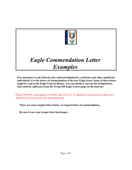 Eagle Commendation Letter Examples