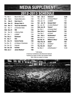 MEDIA SUPPLEMENT 2012-2013 SCHEDULE Thu