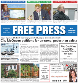 Cllr. Mcqueen Petitions for On-Ramp, Pedestrian Safety