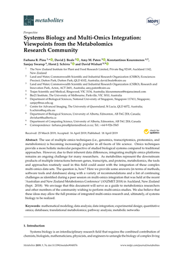 Systems Biology and Multi-Omics Integration: Viewpoints from the Metabolomics Research Community