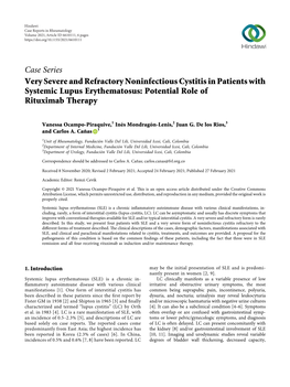 Case Series Very Severe and Refractory Noninfectious Cystitis in Patients with Systemic Lupus Erythematosus: Potential Role of Rituximab Therapy