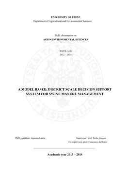 A Model Based, District Scale Decision Support System for Swine Manure Management