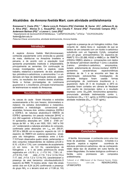 Alcalóides De Annona Foetida Mart. Com Atividade Antileishmania