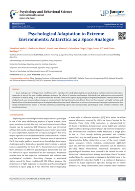 Psychological Adaptation to Extreme Environments:Antarctica As A