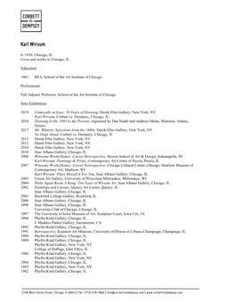 Karl Wirsum CV