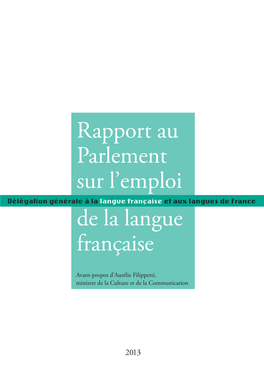 De La Langue Française Rapport Au Parlement Sur L'emploi