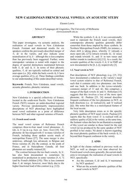 New Caledonian French Nasal Vowels: an Acoustic Study