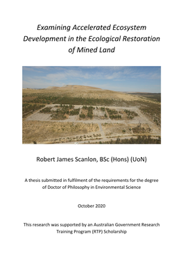 Examining Accelerated Ecosystem Development in the Ecological Restoration of Mined Land
