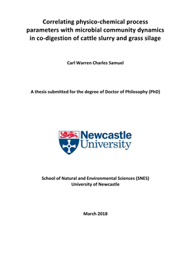 Correlating Physico-Chemical Process Parameters with Microbial Community Dynamics in Co-Digestion of Cattle Slurry and Grass Silage