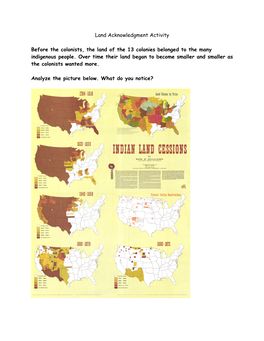 Land Acknowledgment Activity Before the Colonists, the Land of the 13