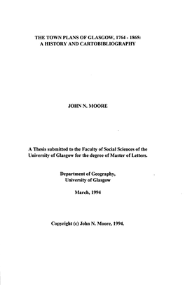 The Town Plans of Glasgow, 1764 - 1865: a History and Cartobibliography