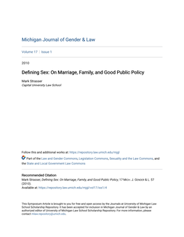 On Marriage, Family, and Good Public Policy