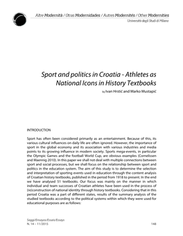 Sport and Politics in Croatia - Athletes As National Icons in History Textbooks