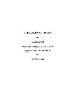 Alphabetical Index N.C.O., 2004 N.C.O., 1968