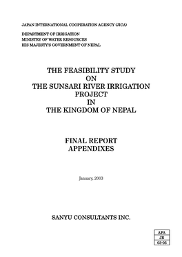 The Feasibility Study on the Sunsari River Irrigation Project in the Kingdom of Nepal