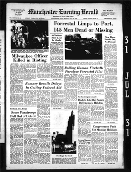 Forrestal Limps to Port, 145 Men Dead Or Missing