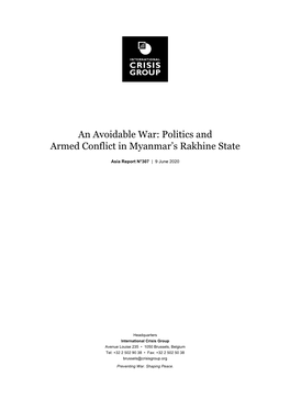 An Avoidable War Politics and Armed Conflict in Myanmar's Rakhine State