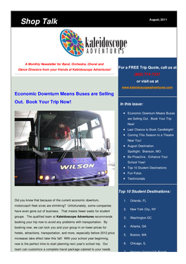 Summer 2011 Shop Talk Newsletter/Email