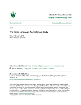 The Greek Language: an Historical Study