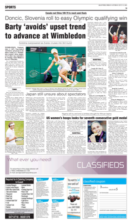 Barty 'Avoids' Upset Trend to Advance at Wimbledon
