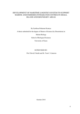 Development of Maritime Logistics System to Support Marine and Fisheries Integrated Centres in Small Island and Boundary Areas