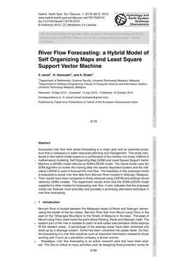 River Flow Forecasting: a Hybrid Model of Self Organizing Maps And