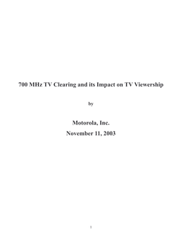 700 Mhz TV Clearing and Its Impact on TV Viewership